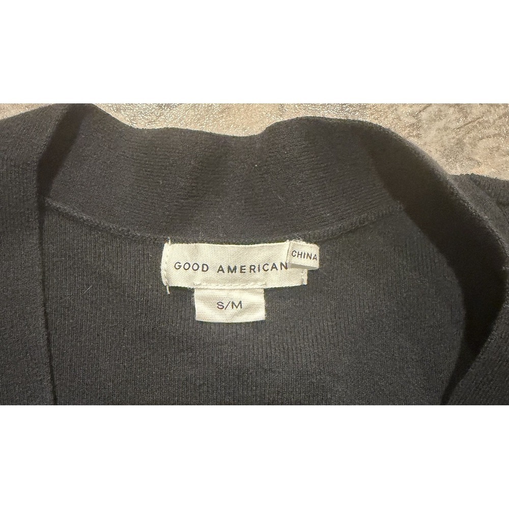 Good American Black Knit V-Neck Sweater Pullover Women's S/M Cozy Chic - Picture 2 of 6